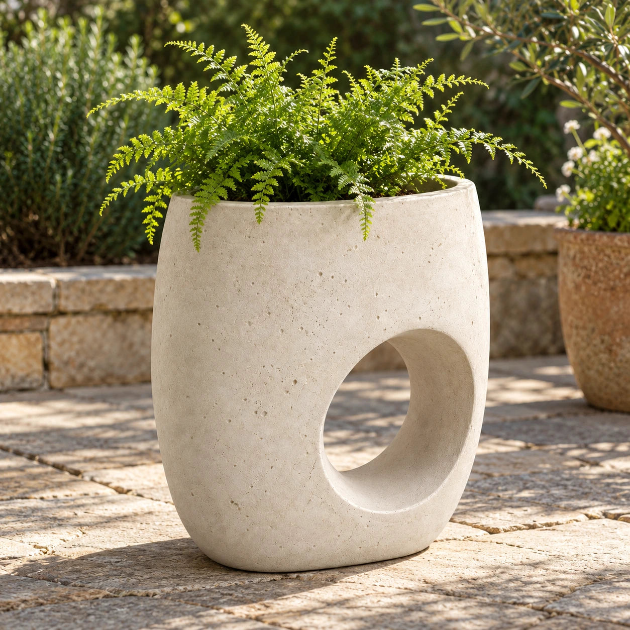 Moon-Window Planter with a fern